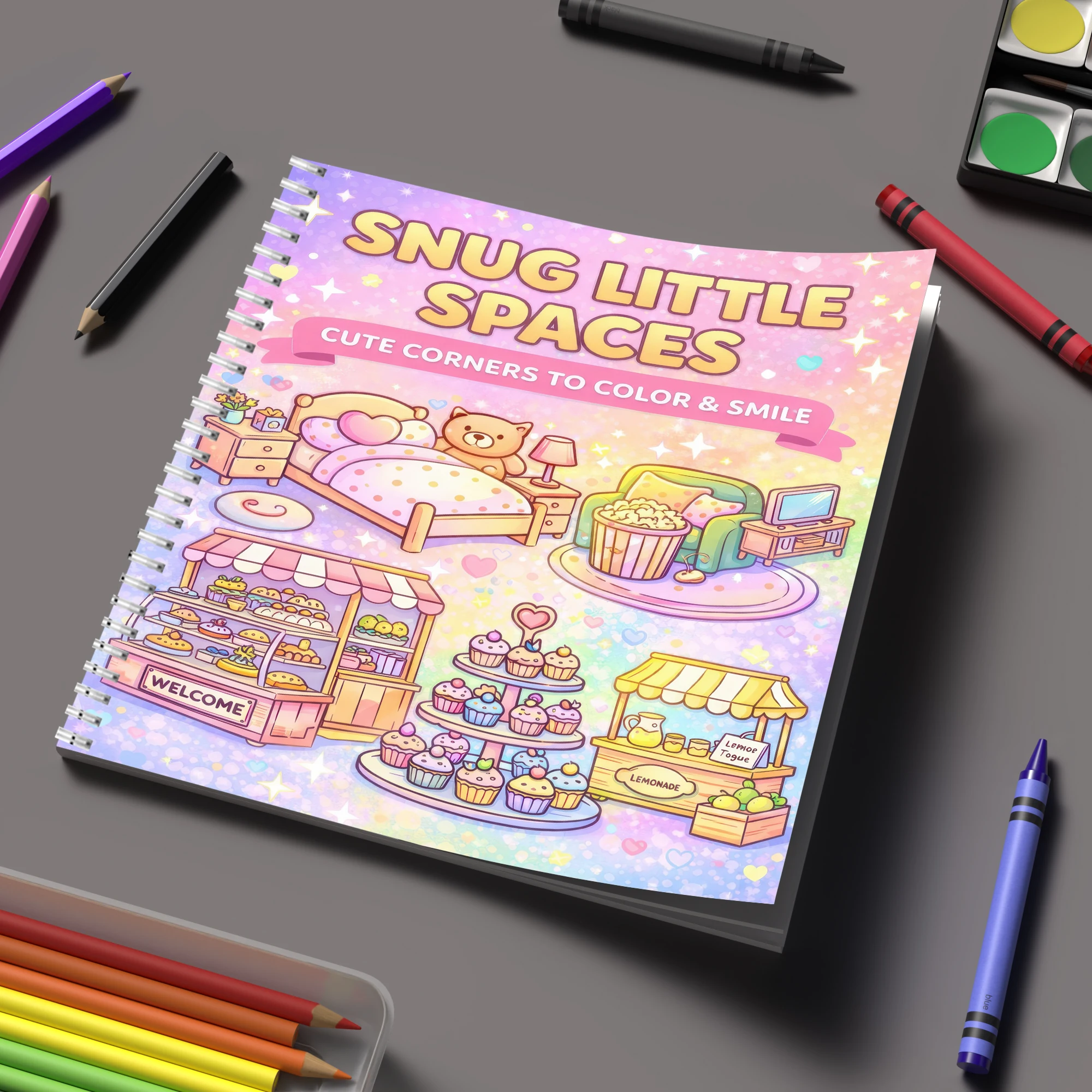 Adult Coloring Book Stress Relief - 塗り絵ブック リトルスペース 大人向け塗り絵ブック、誕生日プレゼント、新学期用品、大人向けのかわいい描画ブック