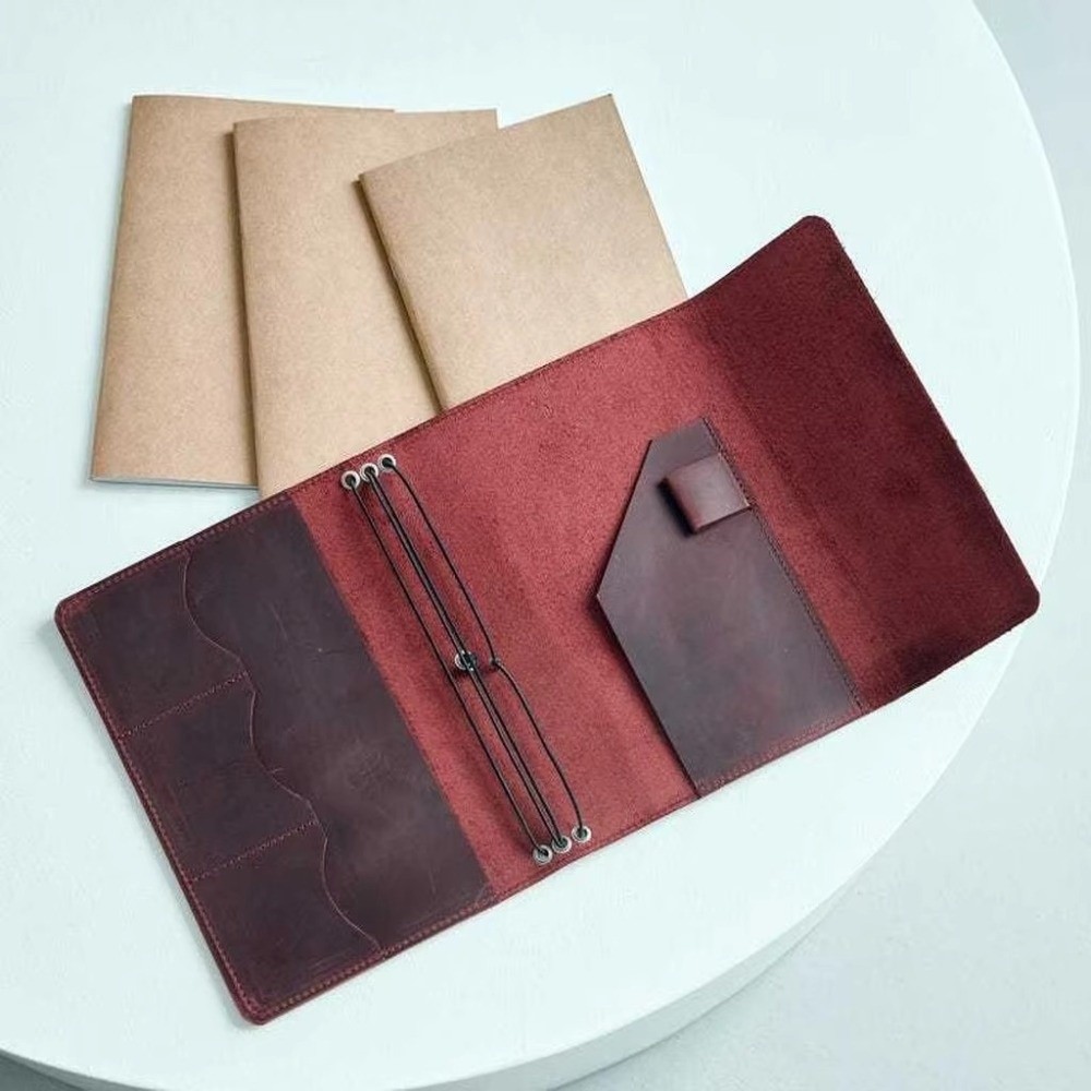 Vintage Leather Journal Notebook - ヴィンテージ A5 ノートブックオーガナイザールーズリーフコンパクトノートブックカバークレイジーホースレザー詰め替え可能ブック保護カバー趣味用