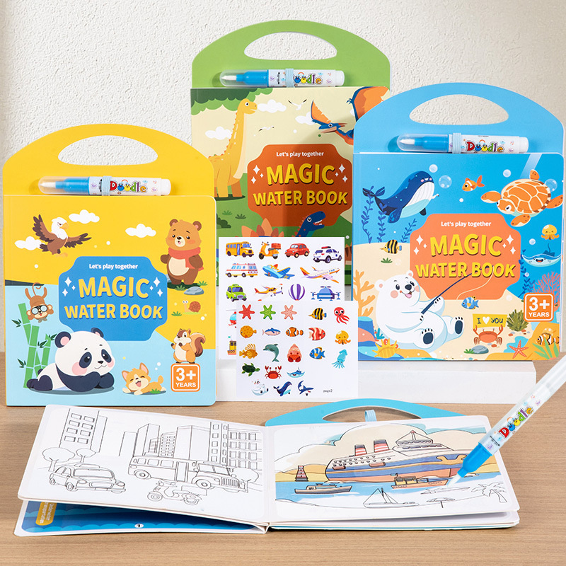 Reusable Water Magic Coloring Book - 魔法の本水描画モンテッソーリおもちゃ再利用可能な塗り絵水描画ステッカー感覚早期教育子供のため