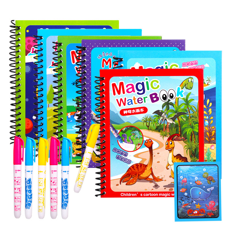 Reusable Water Magic Coloring Book - 再利用可能な絵画マジックウォーターブックかわいい漫画の動物プリンセス恐竜水ぬりえ描画画像子供のおもちゃの誕生日ギフト