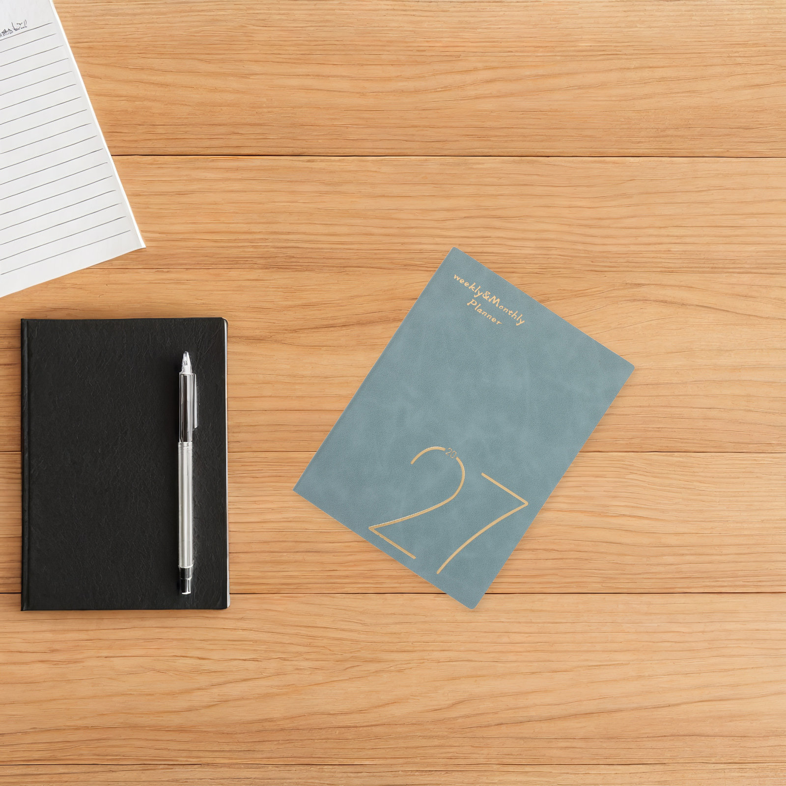 A5 Spiral Dotted Grid Notebook - 2027年版 週間・月間プランナーノート A5サイズ スパイラル綴じ ドット罫線入りページ カレンダー付き
