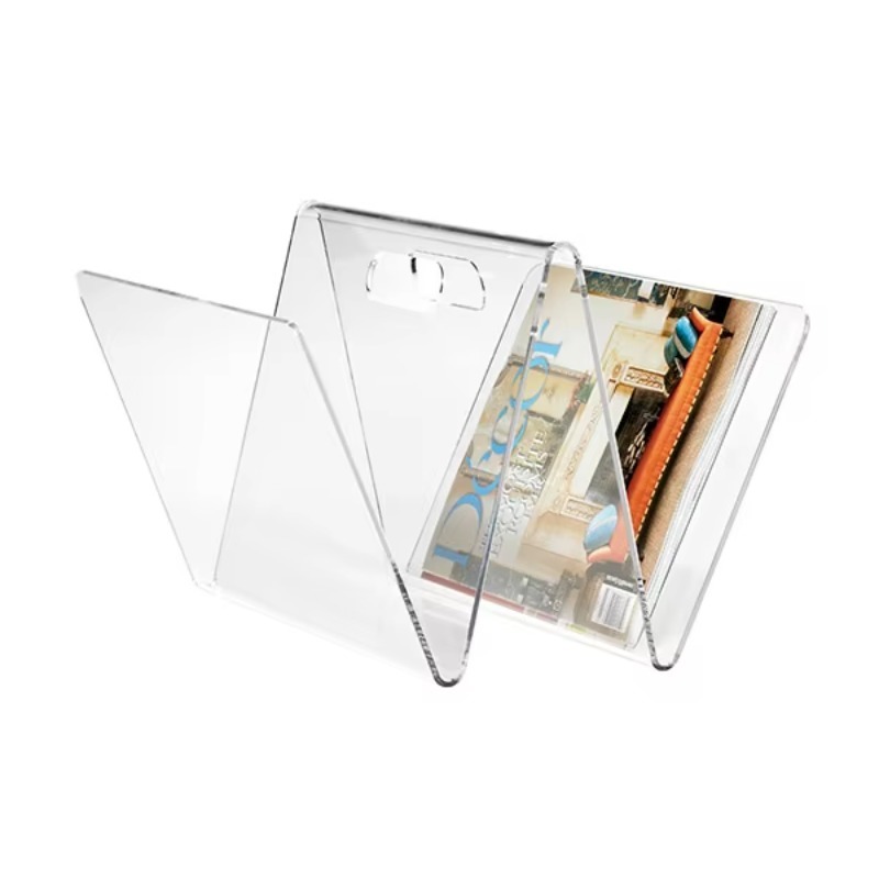 Clear Acrylic Book Stand Holder - シンプルなデザインの絶妙なブックスタンド、透明なマガジンホルダー、クリアアクリルW型マガジンディスプレイラック