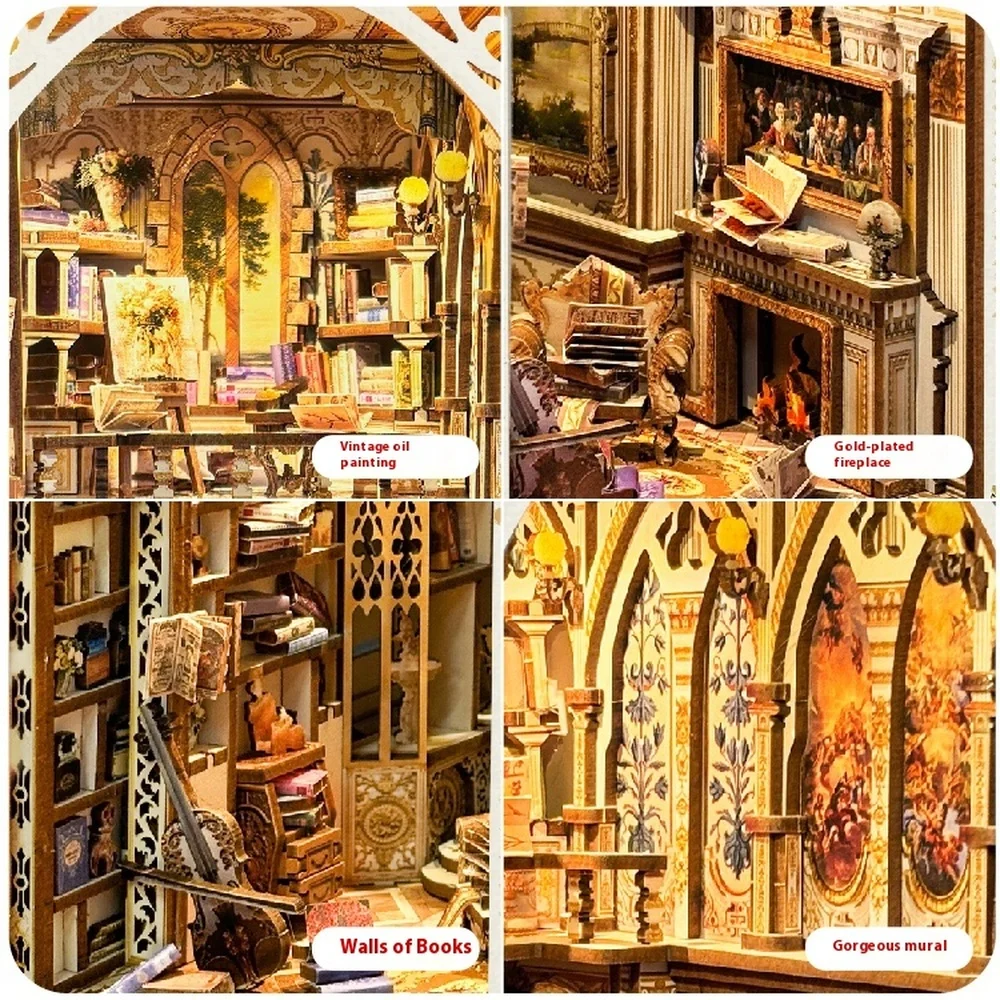 友人のための手作りの木製の本棚,棚の挿入,ミニチュアモデルキ - Diy Wooden Book Nook Kit Shelf Insert のレビューと価格
