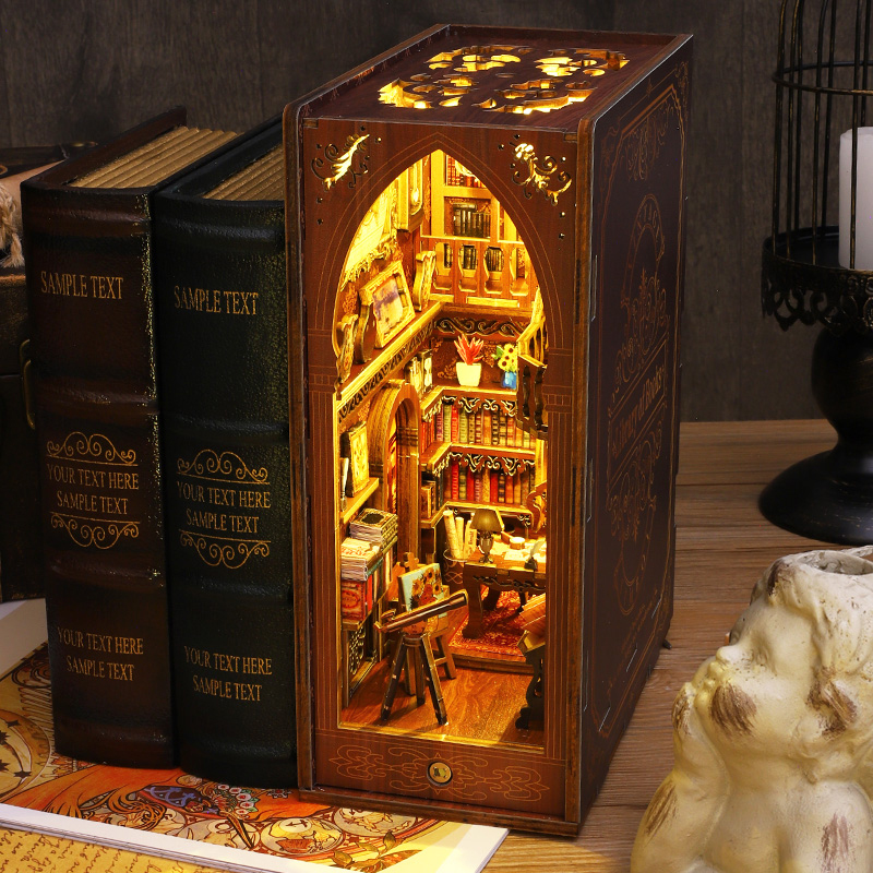 DIY ブックコーナー棚インサートキット 3D 木製パズルド - Diy Wooden Book Nook Kit Shelf Insert のレビューと価格