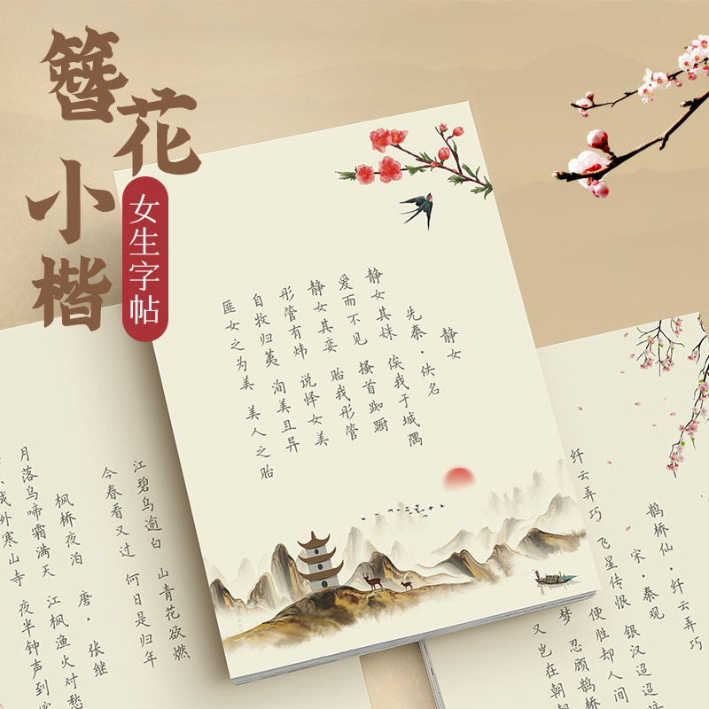 ヘアピンフラワー小彩歌謡書の書道コピーブック、硬ペン書道練習 - Chinese Calligraphy Practice Book のレビューと価格