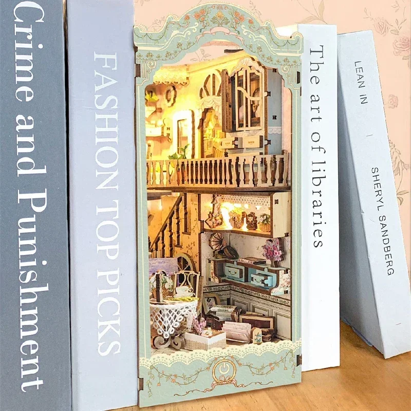 DIY木製田園風日記帳ブックエンド ブックヌックシェルフイン - Diy Wooden Book Nook Kit Shelf Insert のレビューと価格