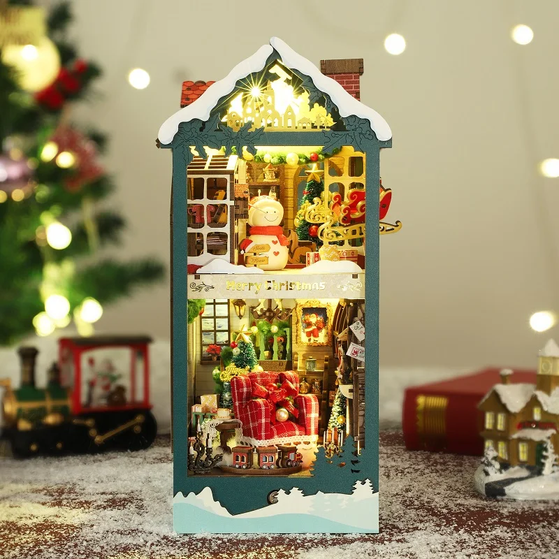 新しいDIY木製メリークリスマスブックヌックシェルフインサー - Diy Wooden Book Nook Kit Shelf Insert のレビューと価格
