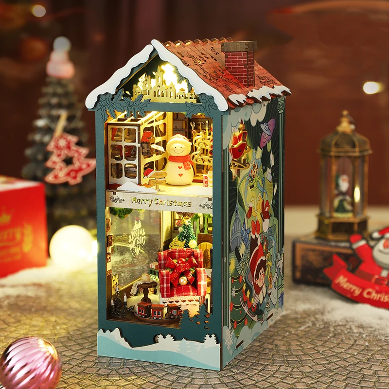 新しいDIY木製メリークリスマスブックヌックシェルフインサー - Diy Wooden Book Nook Kit Shelf Insert のレビューと価格