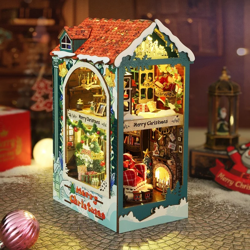 新しいDIY木製メリークリスマスブックヌックシェルフインサー - Diy Wooden Book Nook Kit Shelf Insert のレビューと価格