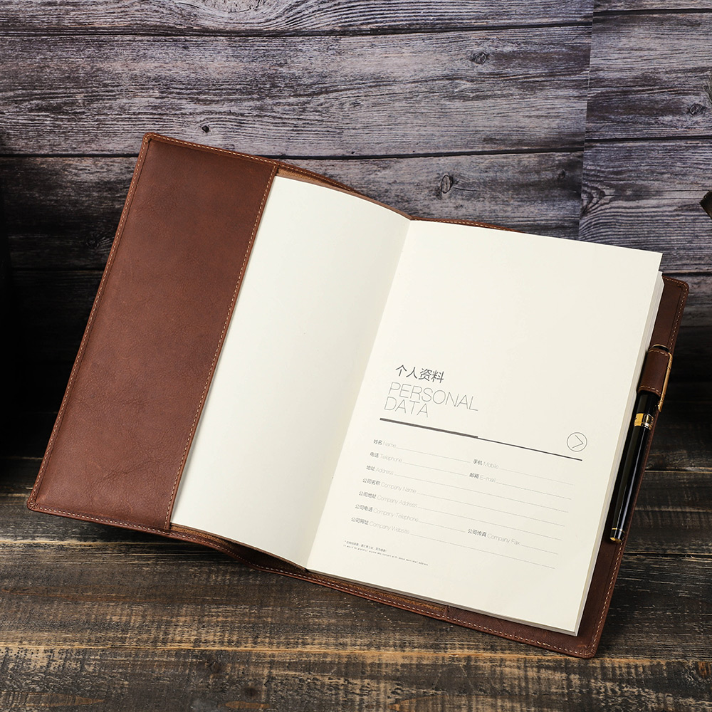 レトロ本革ブックカバースリーブプロテクターペンホルダー付きビ - Stationery Books のレビューと価格